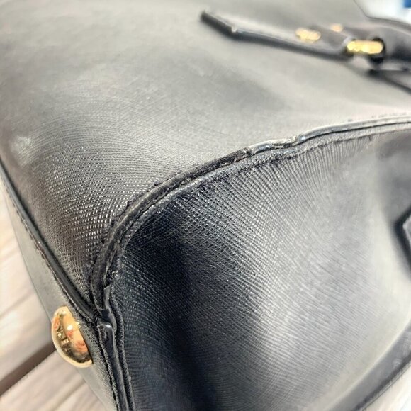 Michael Kors Medium Hamilton East West Satchel Black Saffiano Leather Gold HW - Picture 12 of 13